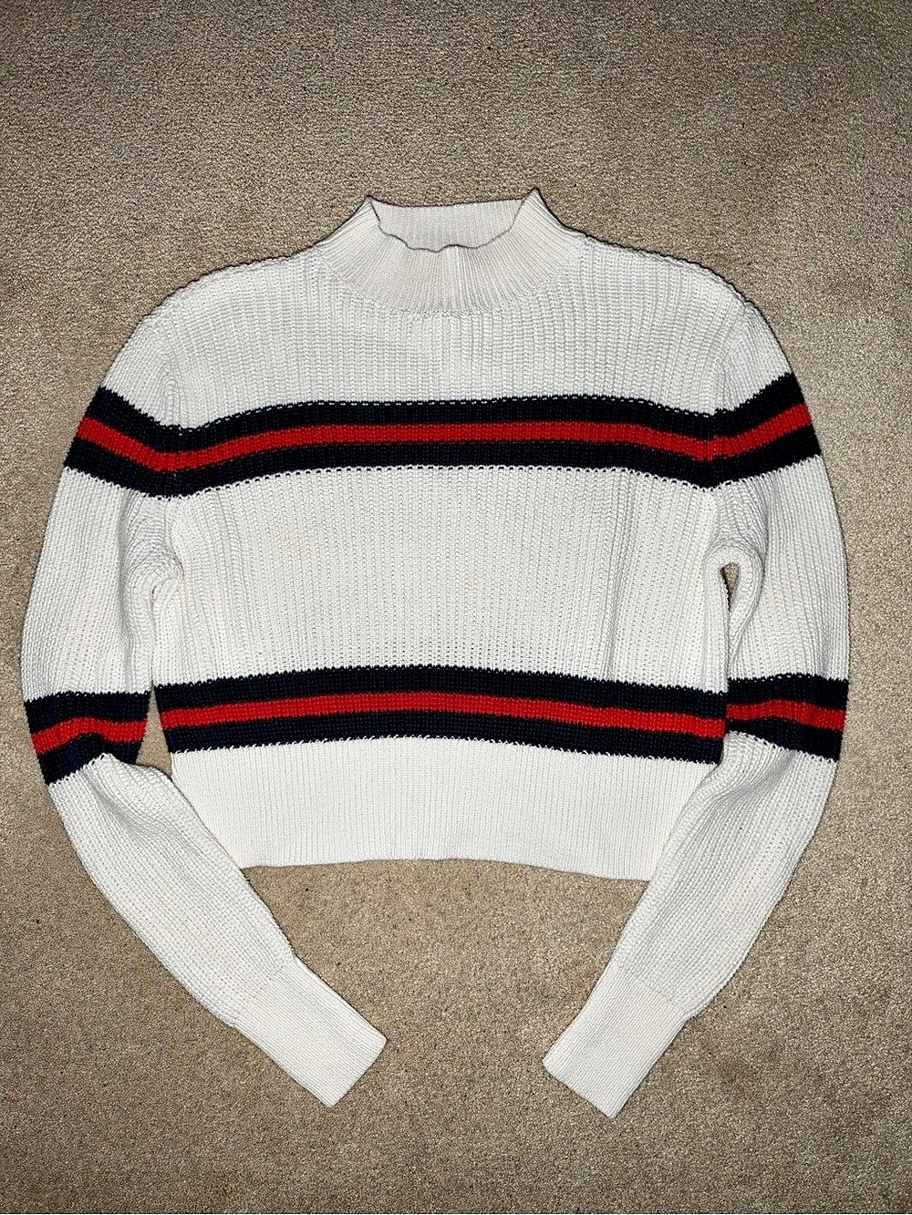 Lottie Moss Striped Sweater in Red White & Dark Navy Size Small